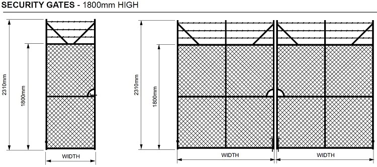 Chain Wire Fencing Security Gates 1800 MM High