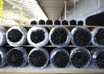 Chainwire rolls, stacked and ready for delivery.