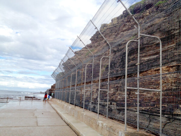 Garden panels as rockfall fencing