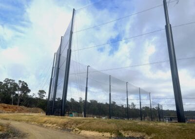 High ball-stop netting installed at a sporting facility