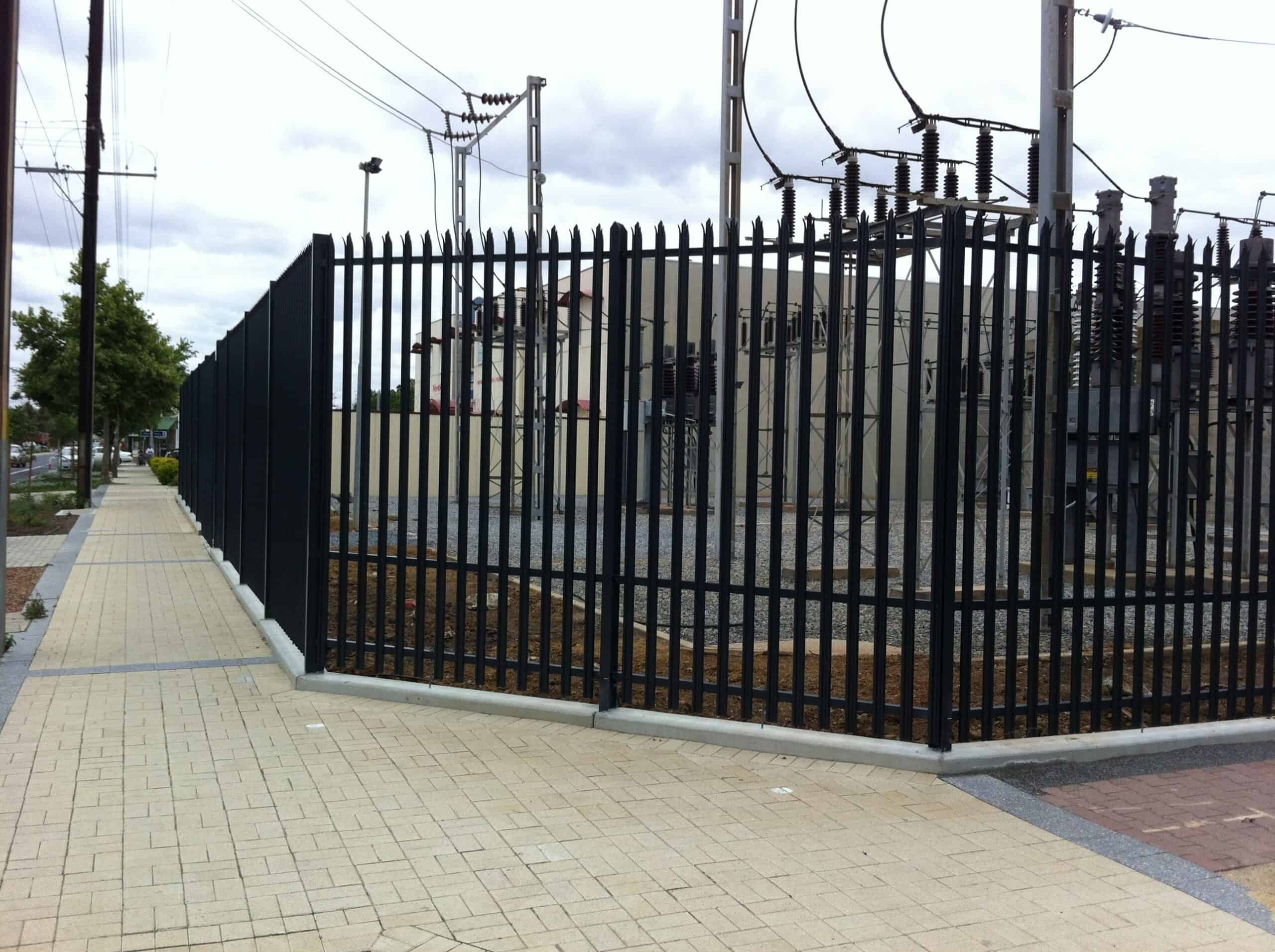 substation-security-fencing-Palisade Substation perimeter security Palisade fencing
