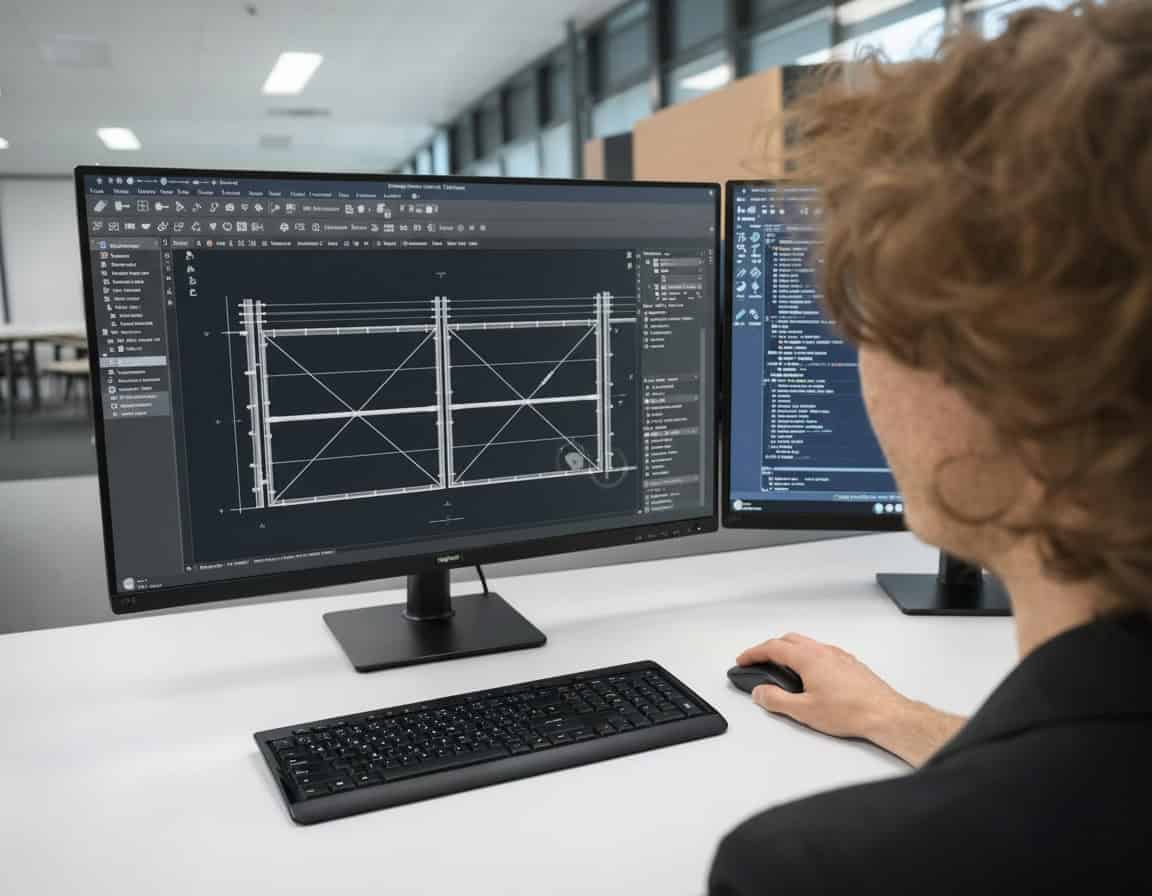 electrical-substation-security-fence-design-engineering Engineer designing substation security fencing system using CAD software
