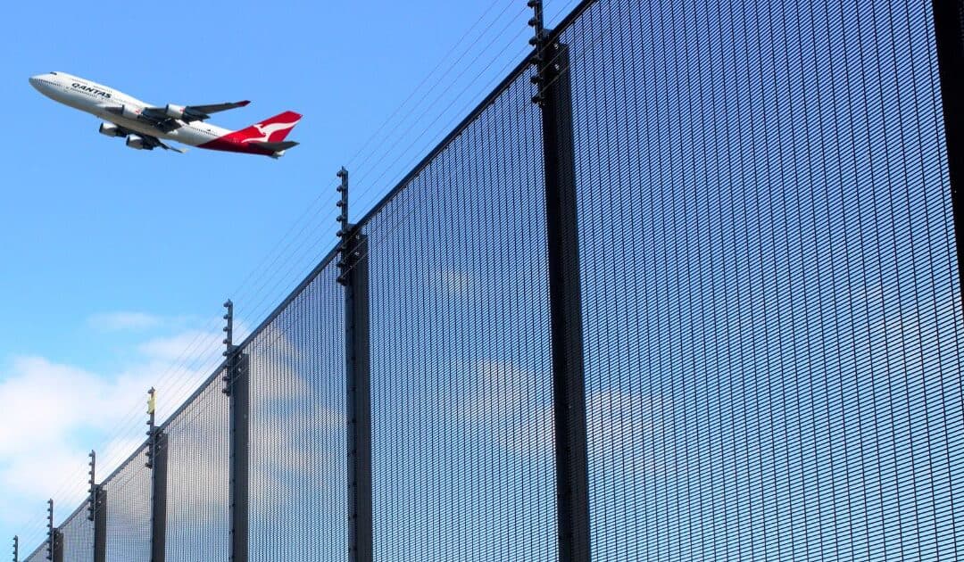 High security airport perimeter fencing protecting critical aviation infrastructure under Australian security fencing standards 2026